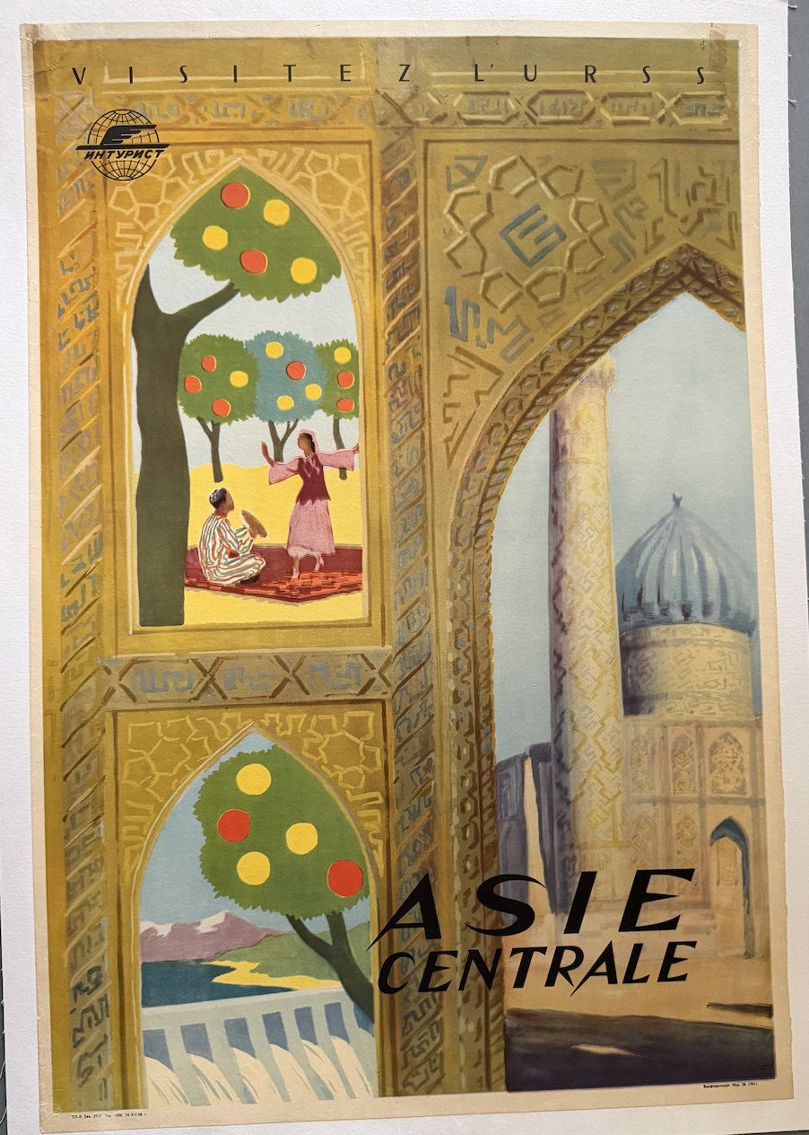 Asie Centrale — French-language Intourist poster, 1958