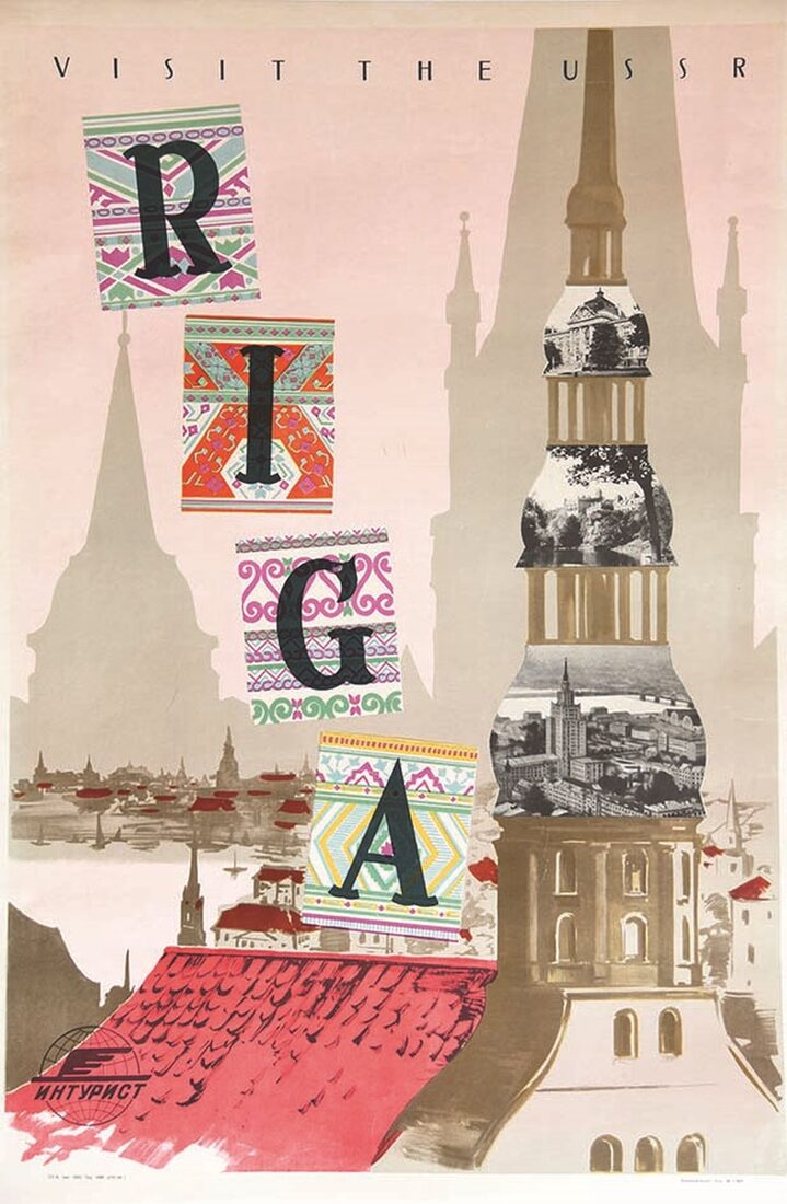 Riga — Visit the USSR — Intourist poster, 1958