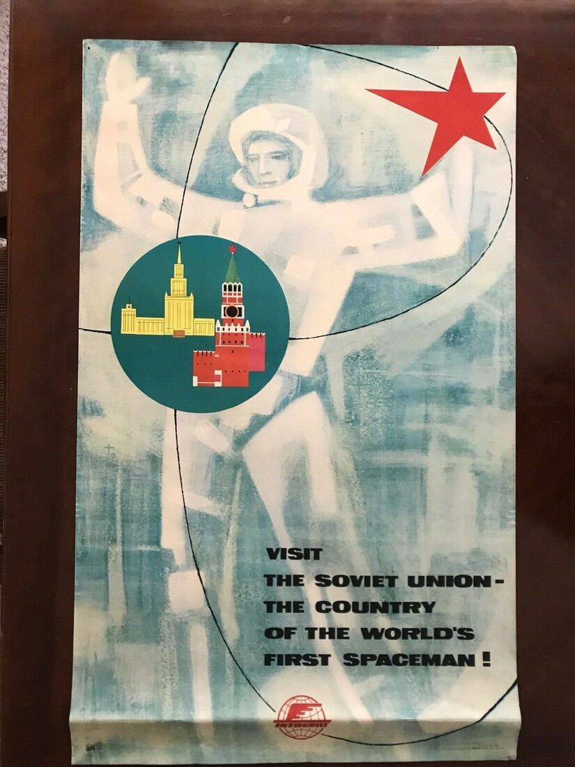 Country of the World&rsquo;s First Spaceman — Intourist poster, 1963